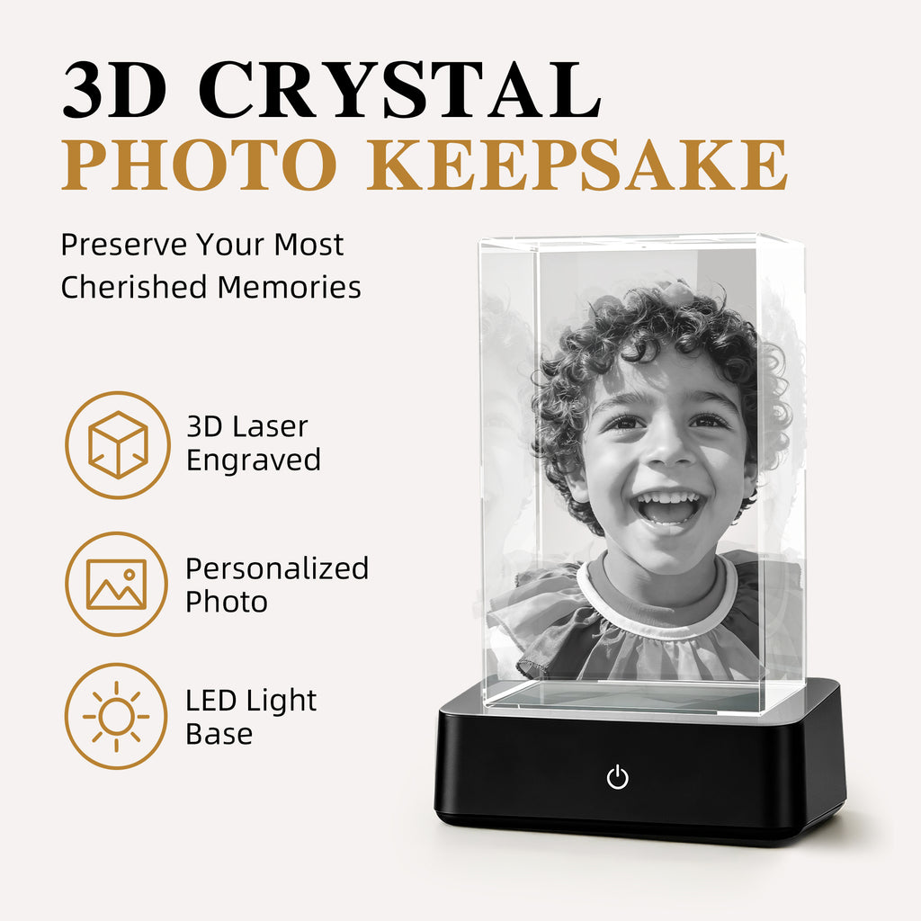 3D Crystal Photo, Personalized Gift for Women, Wife, Her, Him, Men, Husband, Father, Great Customized Gift with Your Own Photo, Custom Picture Gifts for Birthday, Wedding & Anniversary