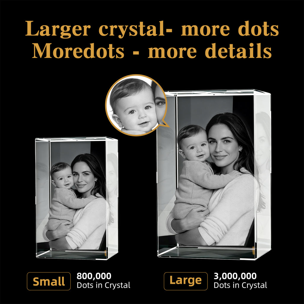 3D Crystal Photo, Personalized Gift for Women, Wife, Her, Him, Men, Husband, Father, Great Customized Gift with Your Own Photo, Custom Picture Gifts for Birthday, Wedding & Anniversary