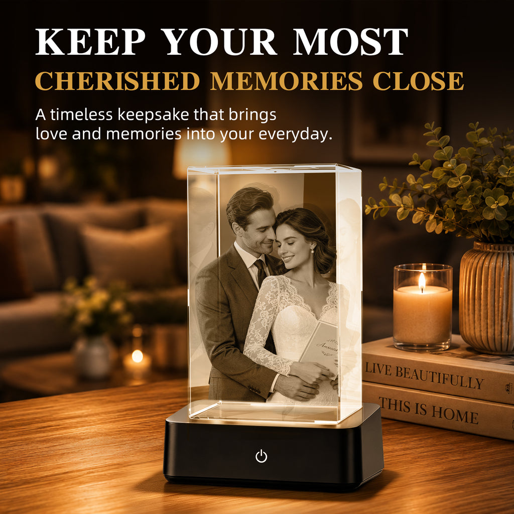 3D Crystal Photo, Personalized Gift for Women, Wife, Her, Him, Men, Husband, Father, Great Customized Gift with Your Own Photo, Custom Picture Gifts for Birthday, Wedding & Anniversary